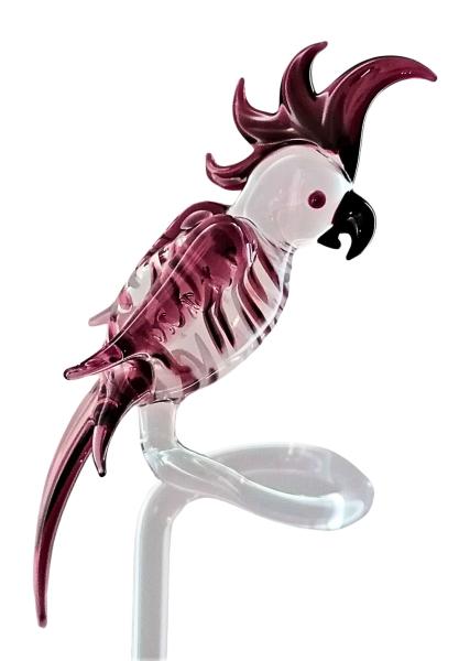 höhenverstellb. Orchideenstab, Kakadu mit geschl. Flügeln (transp.-lila)